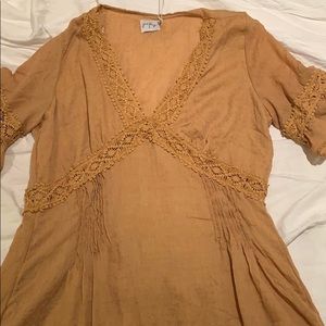 Princess Polly Mustard Mini Dress Embroidered